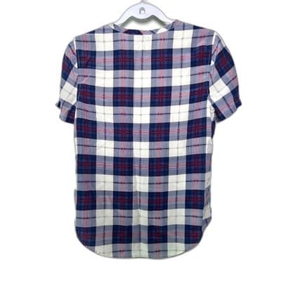 Equipment Riley 100% Silk Plaid Top Round Hem XS Preppy Academia - Thumbnail 2