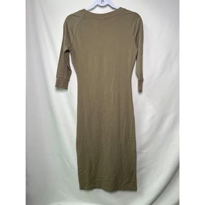 Adidas 3 Stripe Olive Green cotton blend Small Midi Dress Sporty Spice - Thumbnail 4