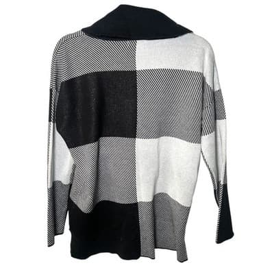 Calvin Klein black, white, and gray cowl neck pullover sweater Medium - Thumbnail 2