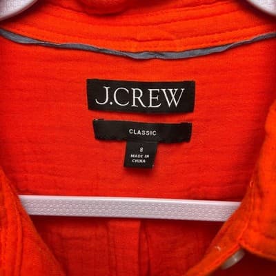 J.Crew orange classic-fit button-down shirt 100% cotton gauze fabric Size 8 - Thumbnail 3
