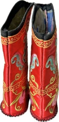 Colorful Asian Embroidered Silk Booties - Thumbnail 4