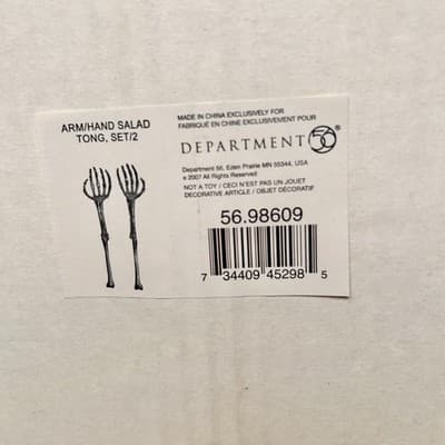 New in Box Department 56 Arm/hand Skeleton Salad Server Tongs Halloween 12" - Thumbnail 3