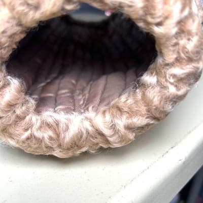 Vintage 1960s lambswool hat and muff hand warmer set from Afghanistan - Thumbnail 3