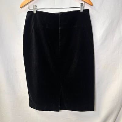 Ann Taylor Black Velvet Pencil Skirt Size 10 Dark Academia - Thumbnail 3