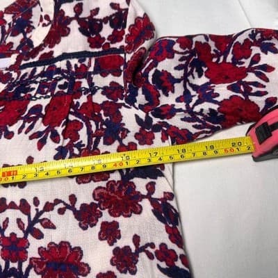 Lucky Brand Red and White Floral Button Front Top Size XS - Thumbnail 8