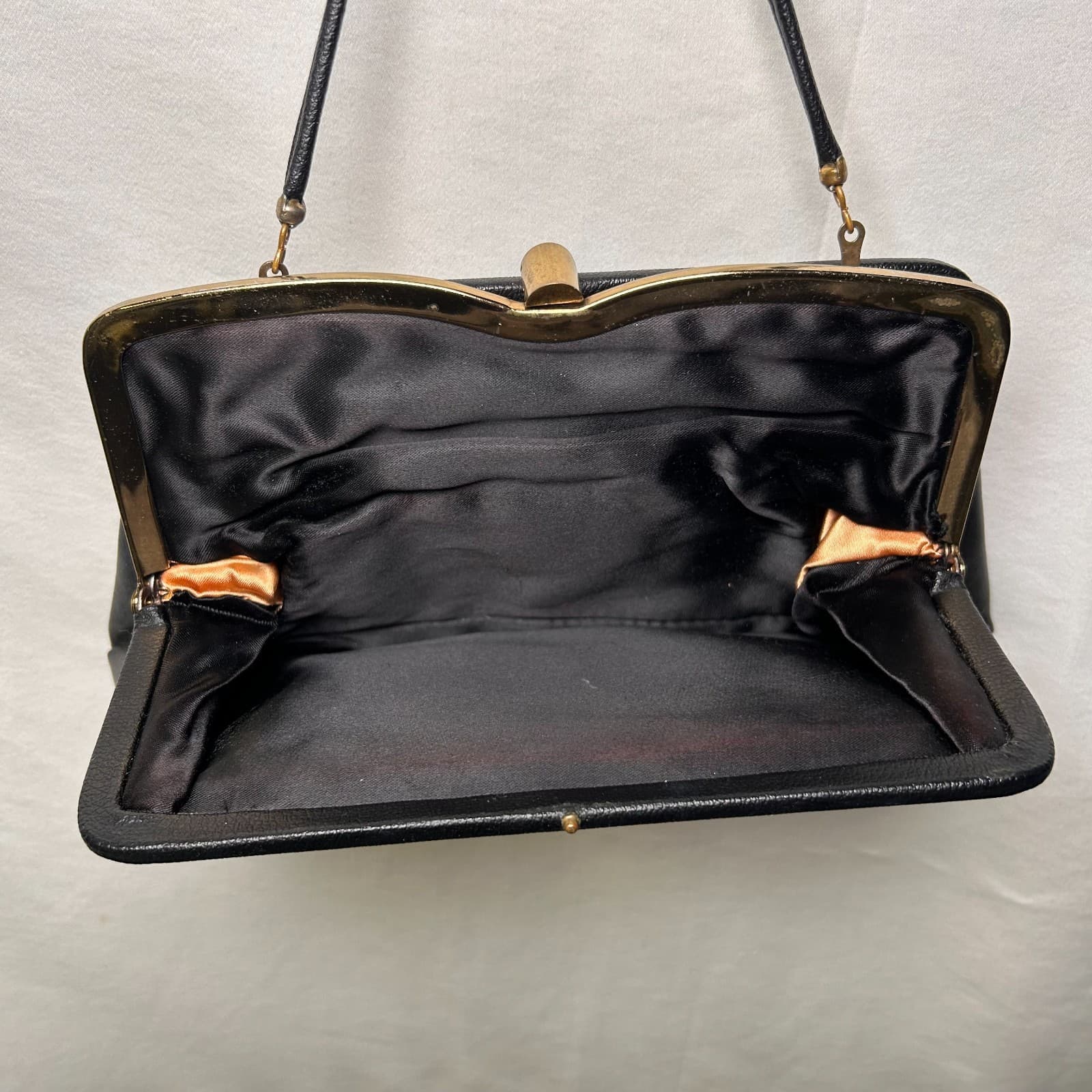 Vintage Ande Black Pleather Purse Clutch - Thumbnail 4