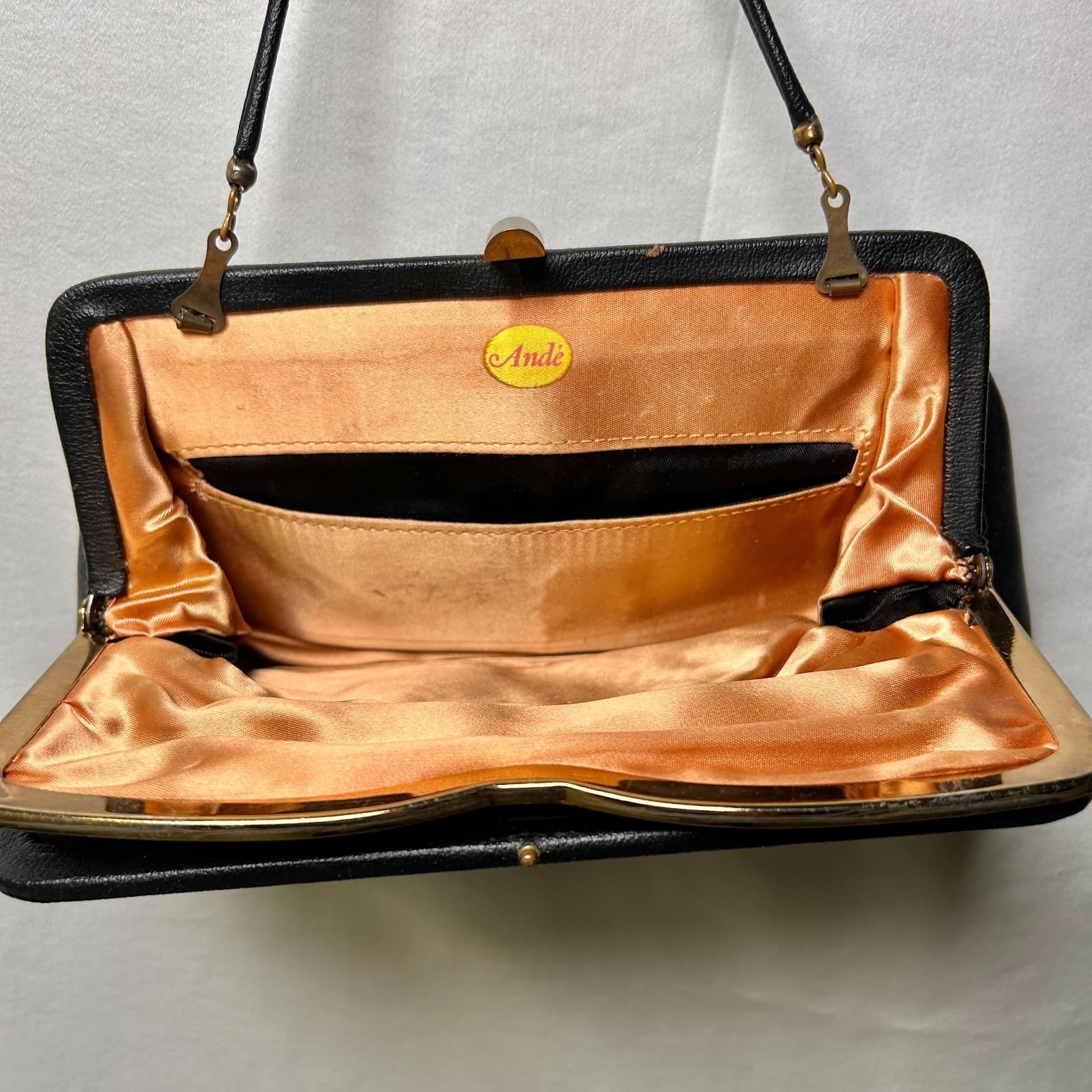 Vintage Ande Black Pleather Purse Clutch - Thumbnail 3