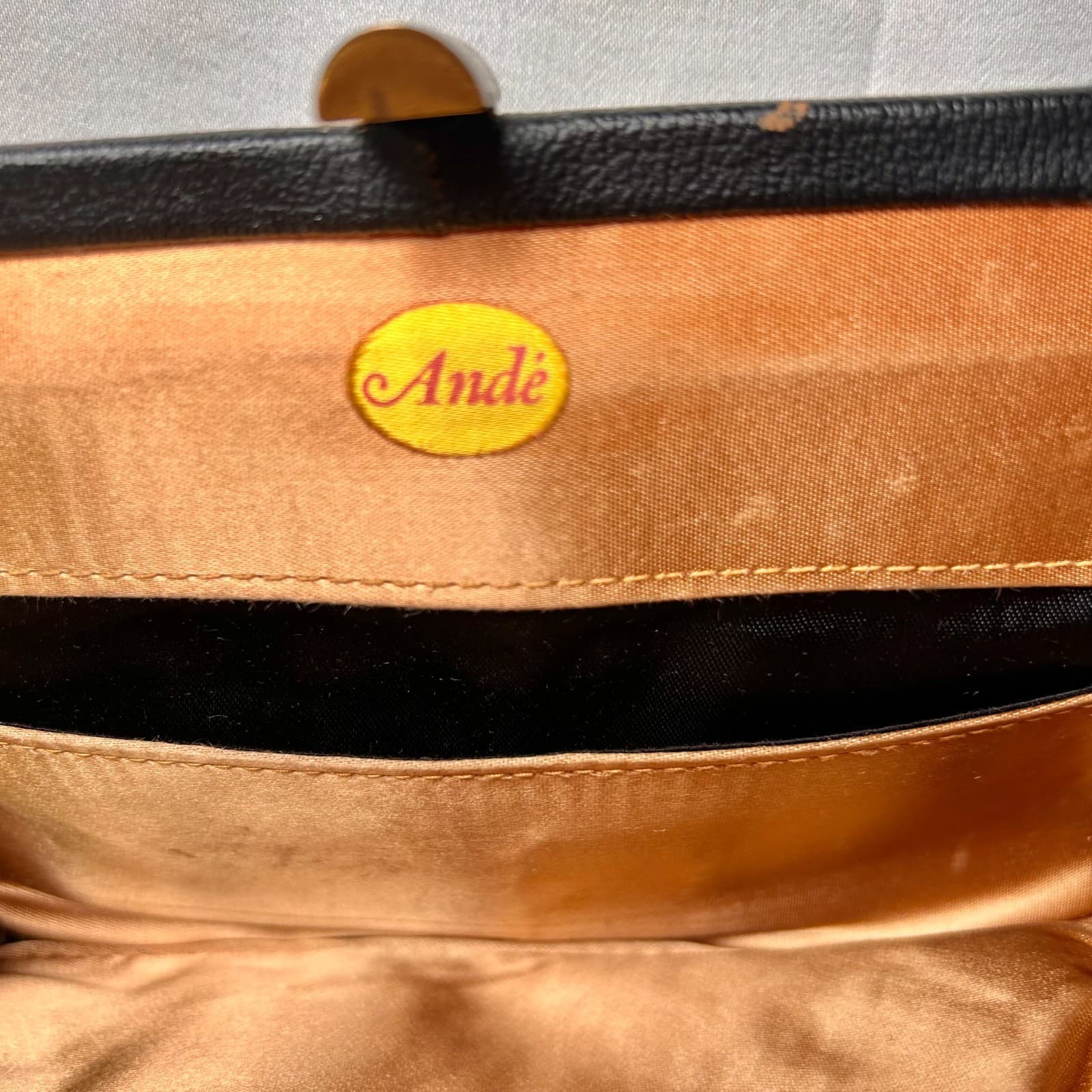 Vintage Ande Black Pleather Purse Clutch - Thumbnail 2