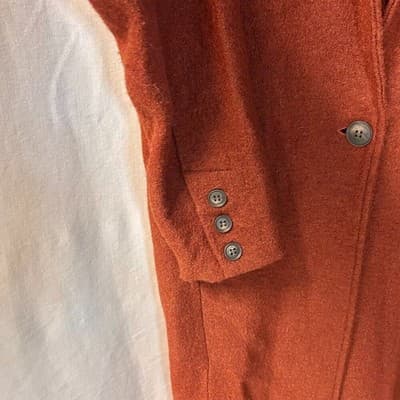 Rachel Zoe Orange Wool and Rayon Coat Size L - Thumbnail 6