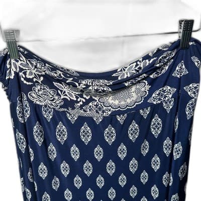 Gilli 2x Maxi Skirt Navy Blue and White Boho Print Coastal - Thumbnail 4