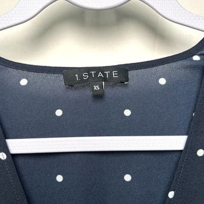 1. State navy polka dot tiered faux wrap dress XS - Thumbnail 3
