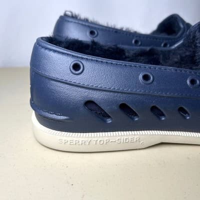 Sperry Men's Navy Blue Faux Fur Lined Top Siders Size 11 - Thumbnail 3