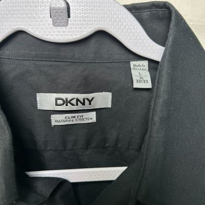 DKNY classic black long-sleeve button-down dress shirt Large - Thumbnail 3