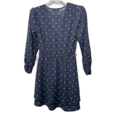 1. State navy polka dot tiered faux wrap dress XS - Thumbnail 2