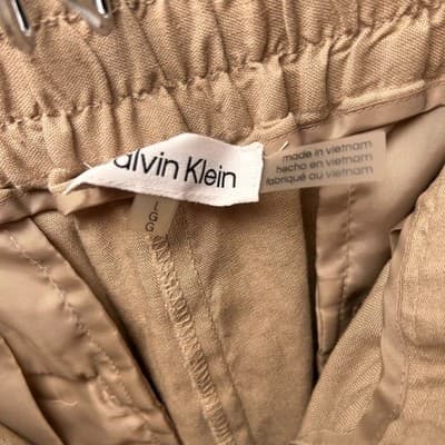 Calvin Klein Linen Blend Utility Jacket & Stretch Waist Pants Size L Safari - Thumbnail 7