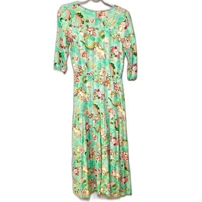 Anthropologie Sunday Mi Amor Floral Tiered Maxi Dress Boho Cottagecore Size XS - Thumbnail 2