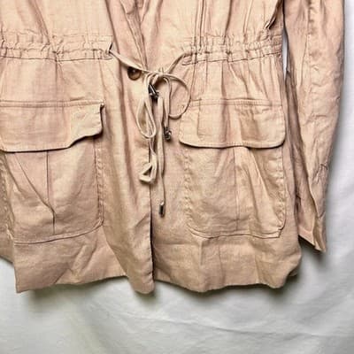 Calvin Klein Linen Blend Utility Jacket & Stretch Waist Pants Size L Safari - Thumbnail 3