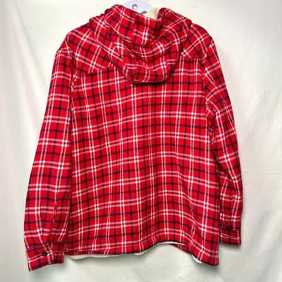 Lands' End Sherpa-Lined Hooded Flannel Shirt Jacket Large - Thumbnail 5