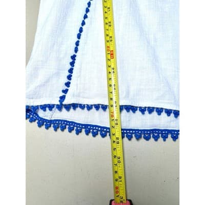 J. Crew 100% Cotton XXS Oversized Tunic Top w/ Blue Fringe - Thumbnail 8