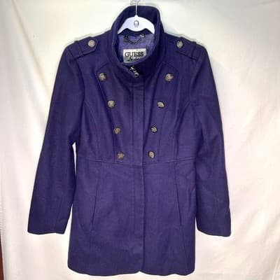 Guess double-breasted midi-length trench peacoat style wool blend coat M - Thumbnail 3