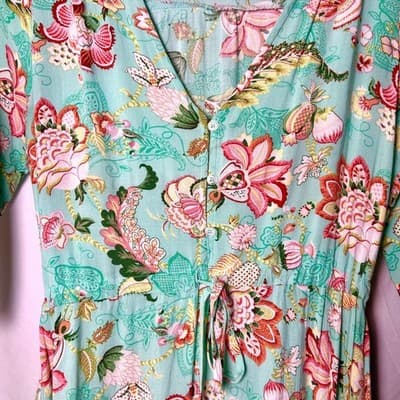 Anthropologie Sunday Mi Amor Floral Tiered Maxi Dress Boho Cottagecore Size XS - Thumbnail 3