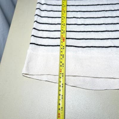 Halogen 100% Cashmere Cream & Black-Striped Sweater - Thumbnail 7