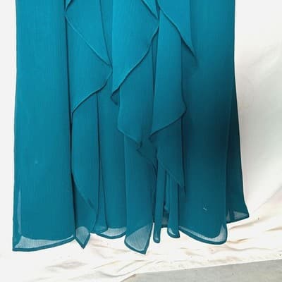 Vera Wang teal green chiffon evening gown v-neckline and ruffles Size 6 - Thumbnail 4