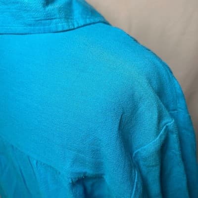 Sunbay Leisure Blue 100% Cotton Button Up Shirt Dress Cover Up Large - Thumbnail 8