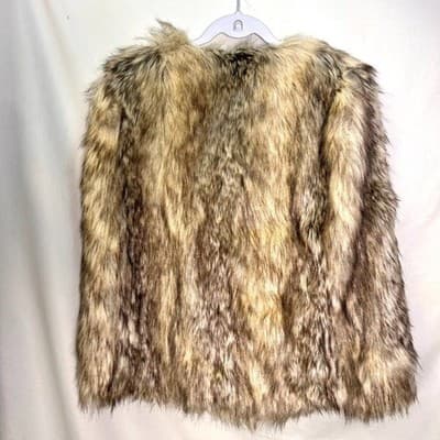 BB Dakota Brown & Cream Faux Fur Cape Small Mobwife - Thumbnail 7