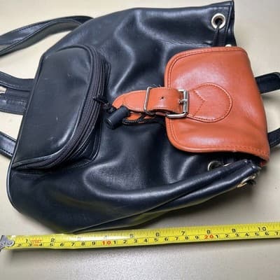 Nas Bag Black & Cognac faux leather Y2K mini backpack purse - Thumbnail 9