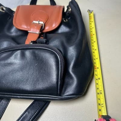Nas Bag Black & Cognac faux leather Y2K mini backpack purse - Thumbnail 10