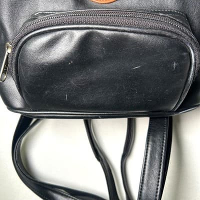 Nas Bag Black & Cognac faux leather Y2K mini backpack purse - Thumbnail 6