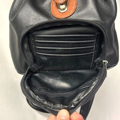 Nas Bag Black & Cognac faux leather Y2K mini backpack purse - Thumbnail 2