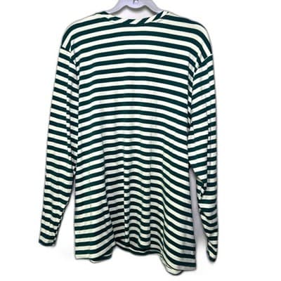 Lane Bryant Green and White Striped Long Sleeve Shirt 26/28 - Thumbnail 3