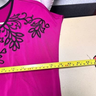 Bob Mackie Wearable Art Fuchsia Cap Sleeve Embroidered Dress Size M Old Money - Thumbnail 10