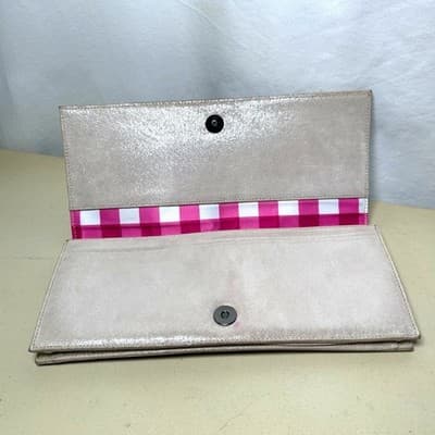 Betsey Johnson Envelope Clutch with Floral Detail Neutral Shimmer - Thumbnail 6