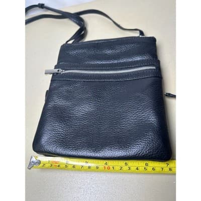 Giani Bernini Black Triple-Zip Pebble Leather Dasher Crossbody bag - Thumbnail 10