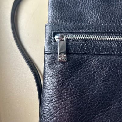 Giani Bernini Black Triple-Zip Pebble Leather Dasher Crossbody bag - Thumbnail 3
