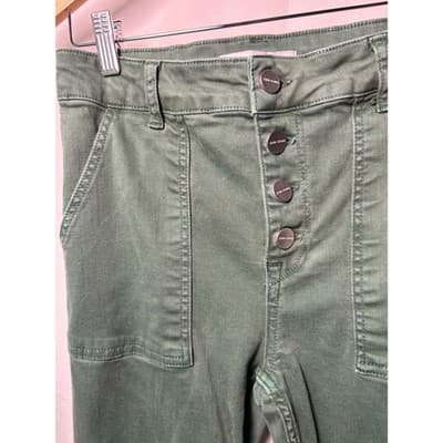 Zara Sage Green High-Waisted Wide Leg Button Fly Pants Size 8 Y2K Revival - Thumbnail 8