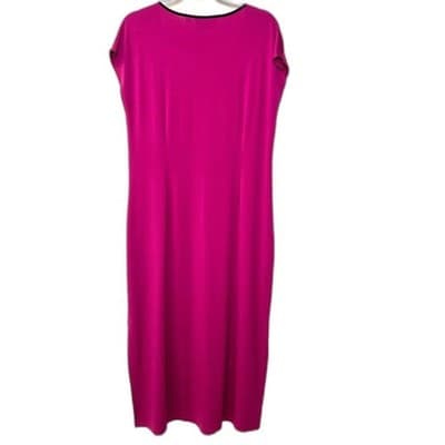 Bob Mackie Wearable Art Fuchsia Cap Sleeve Embroidered Dress Size M Old Money - Thumbnail 5