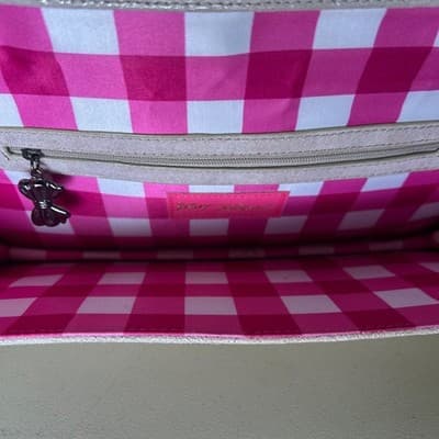 Betsey Johnson Envelope Clutch with Floral Detail Neutral Shimmer - Thumbnail 5