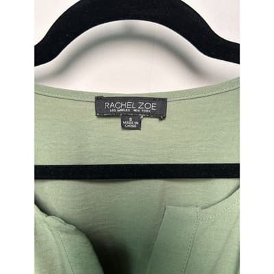 Rachel Zoe Sage Green Modern Boho Tiered Mini Dress Small - Thumbnail 4