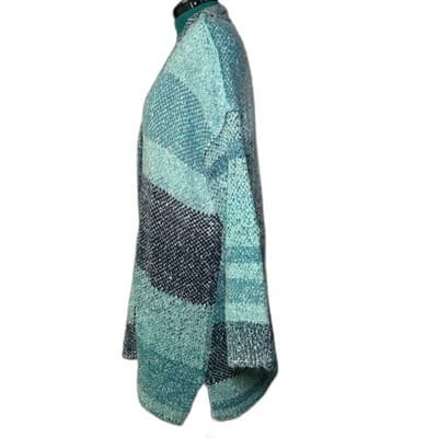 NEW Coldwater Creek Flint Creek Cardigan aqua sea multi-color patchwork knit 2X - Thumbnail 7