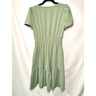 Rachel Zoe Sage Green Modern Boho Tiered Mini Dress Small - Thumbnail 6