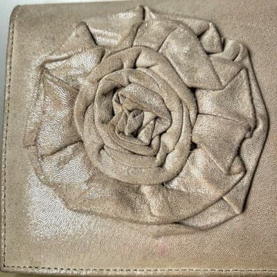 Betsey Johnson Envelope Clutch with Floral Detail Neutral Shimmer - Thumbnail 3