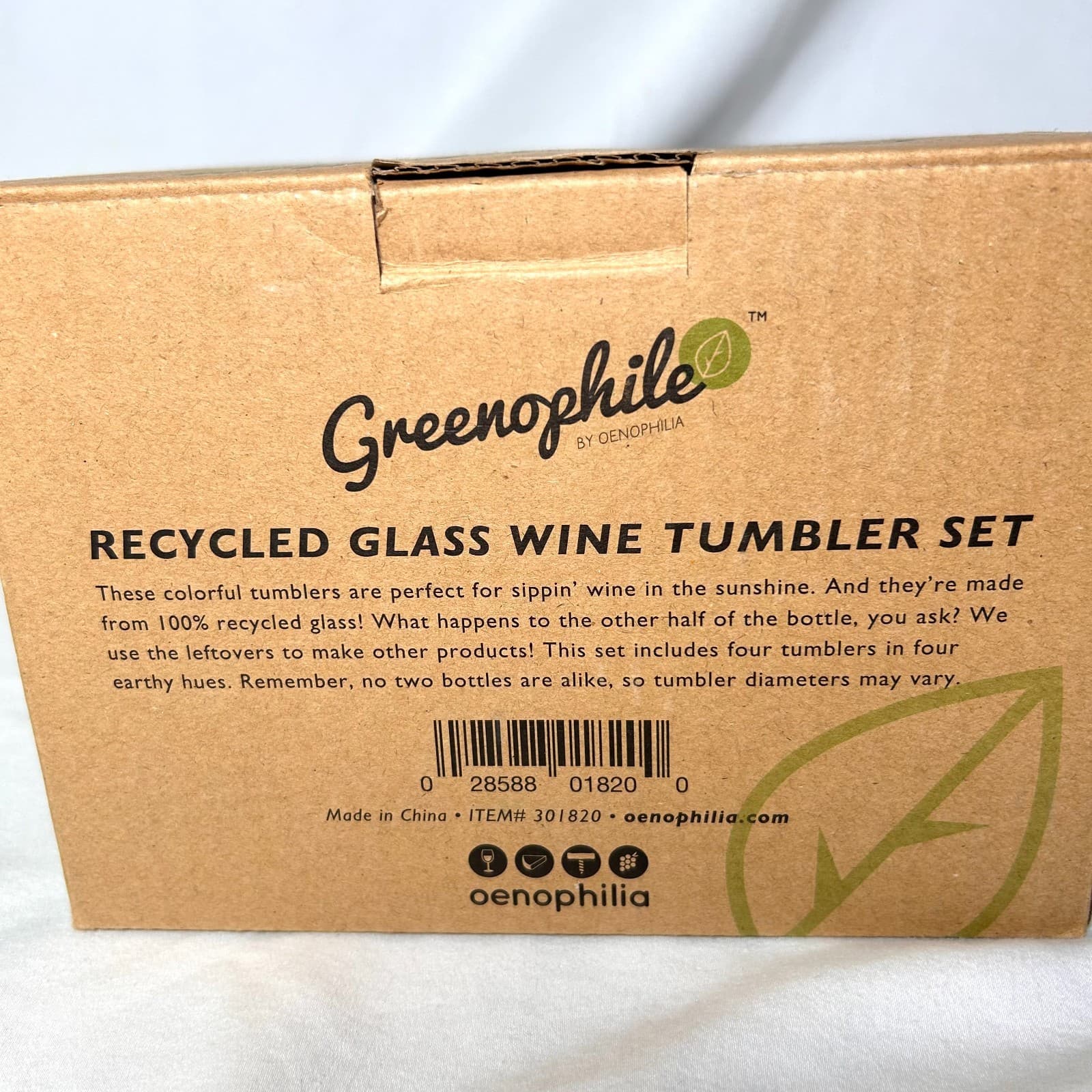New in Box Greenophile Recycled Glass Wine Tumber Set - Thumbnail 7