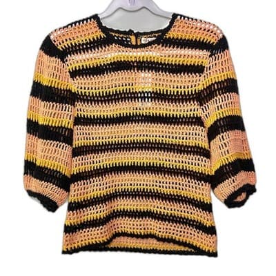 NWT Ulla Johnson Amata Crochet Open Knit Top in Sunflower Cottagecore Bohemian M - Thumbnail 2