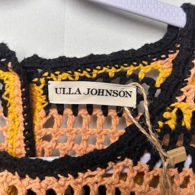 NWT Ulla Johnson Amata Crochet Open Knit Top in Sunflower Cottagecore Bohemian M - Thumbnail 3