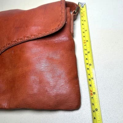 Genuine Leather Cognac-Colored Crossbody Bag - Thumbnail 8