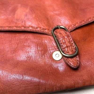 Genuine Leather Cognac-Colored Crossbody Bag - Thumbnail 4